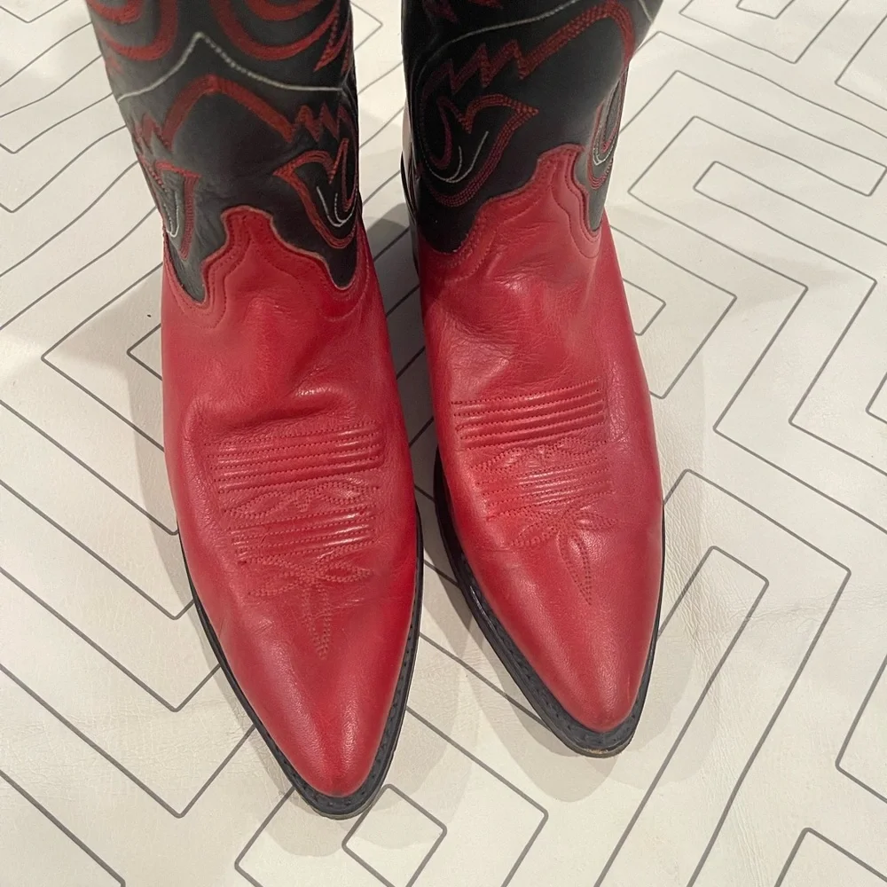 Dan Post Red and Black Cowgirl Boots - Picture 3 of 10